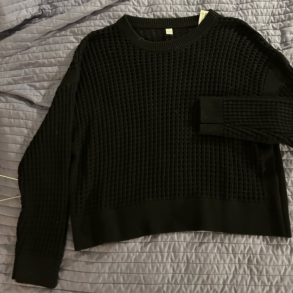 Old Navy Black Crew Neck Sweater Chunky Knit